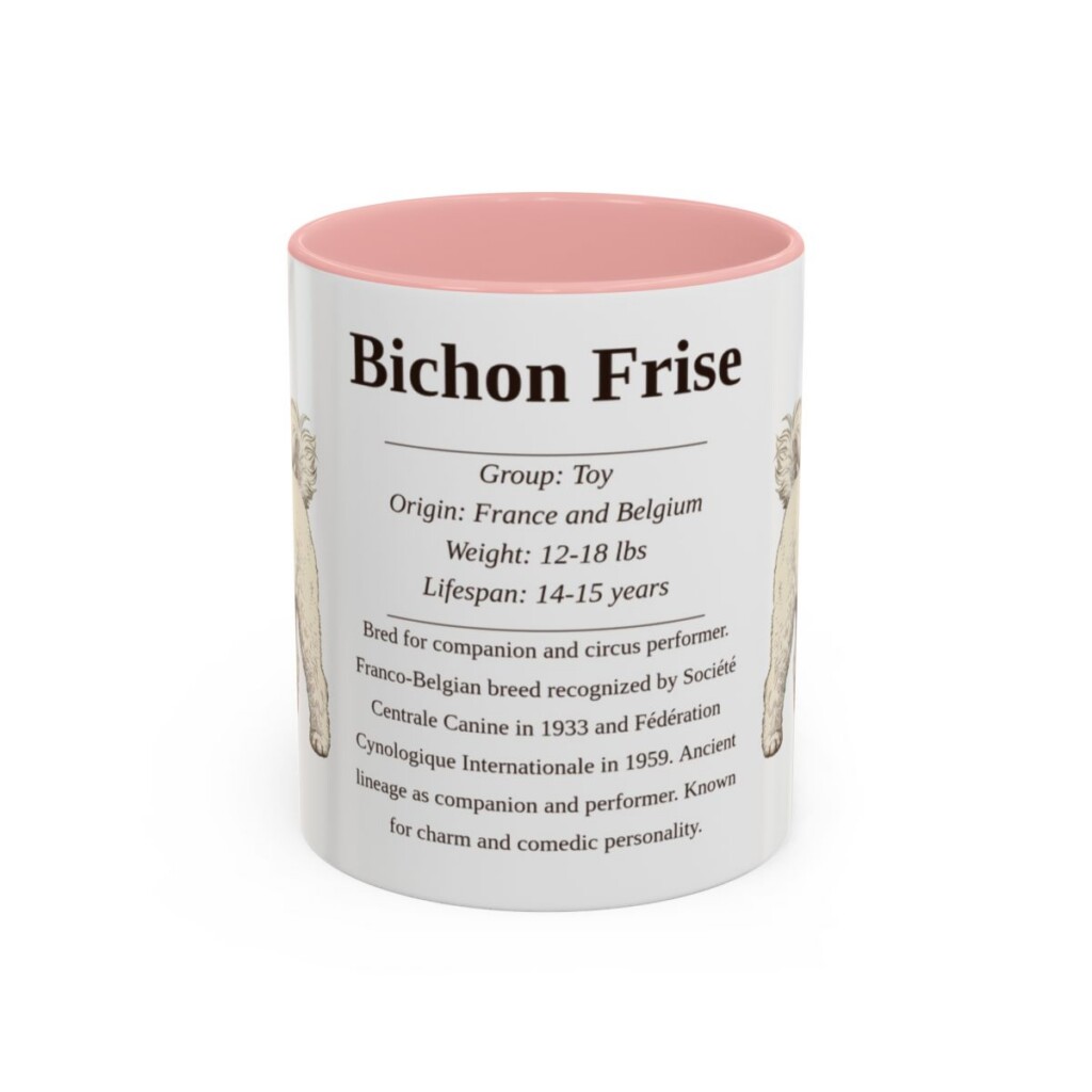11oz Bichon Frise Mug, Illustrated Dog Breed Facts Coffee Mug, Vintage Dog Keepsake Gift