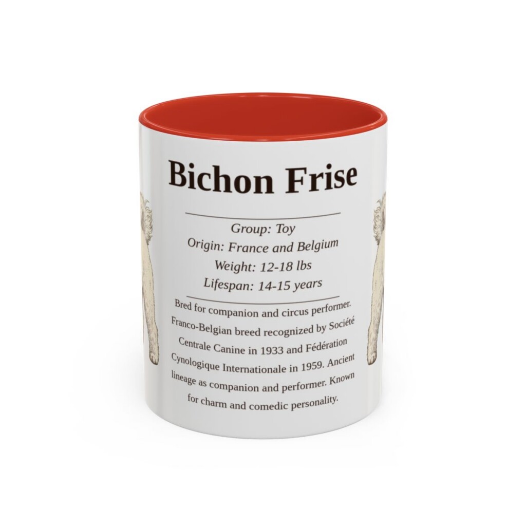 11oz Bichon Frise Mug, Illustrated Dog Breed Facts Coffee Mug, Vintage Dog Keepsake Gift
