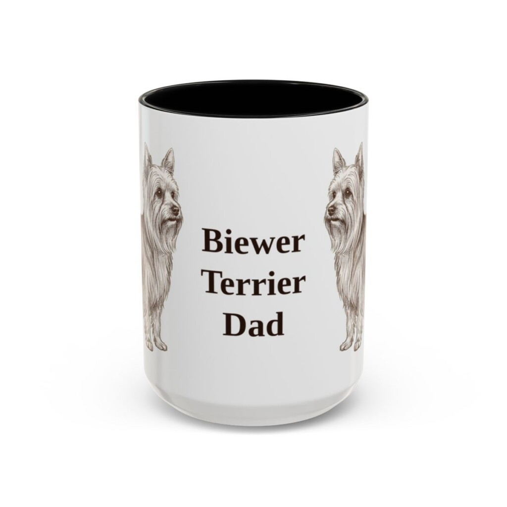15oz Biewer Terrier Dog Dad Mug, Vintage Sketch Coffee Mug, Dog Dad Gift
