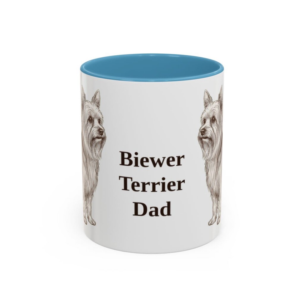 11oz Biewer Terrier Dog Dad Mug, Vintage Sketch Coffee Mug, Dog Dad Gift