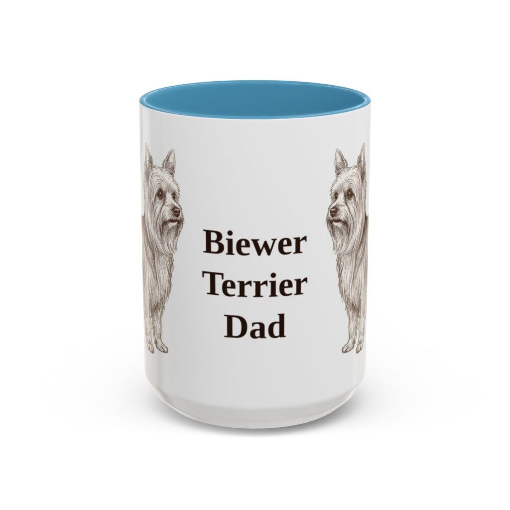 15oz Biewer Terrier Dog Dad Mug, Vintage Sketch Coffee Mug, Dog Dad Gift