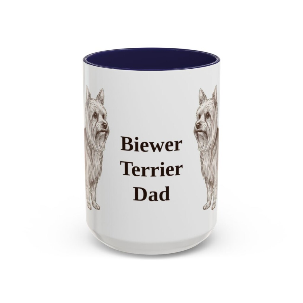 15oz Biewer Terrier Dog Dad Mug, Vintage Sketch Coffee Mug, Dog Dad Gift