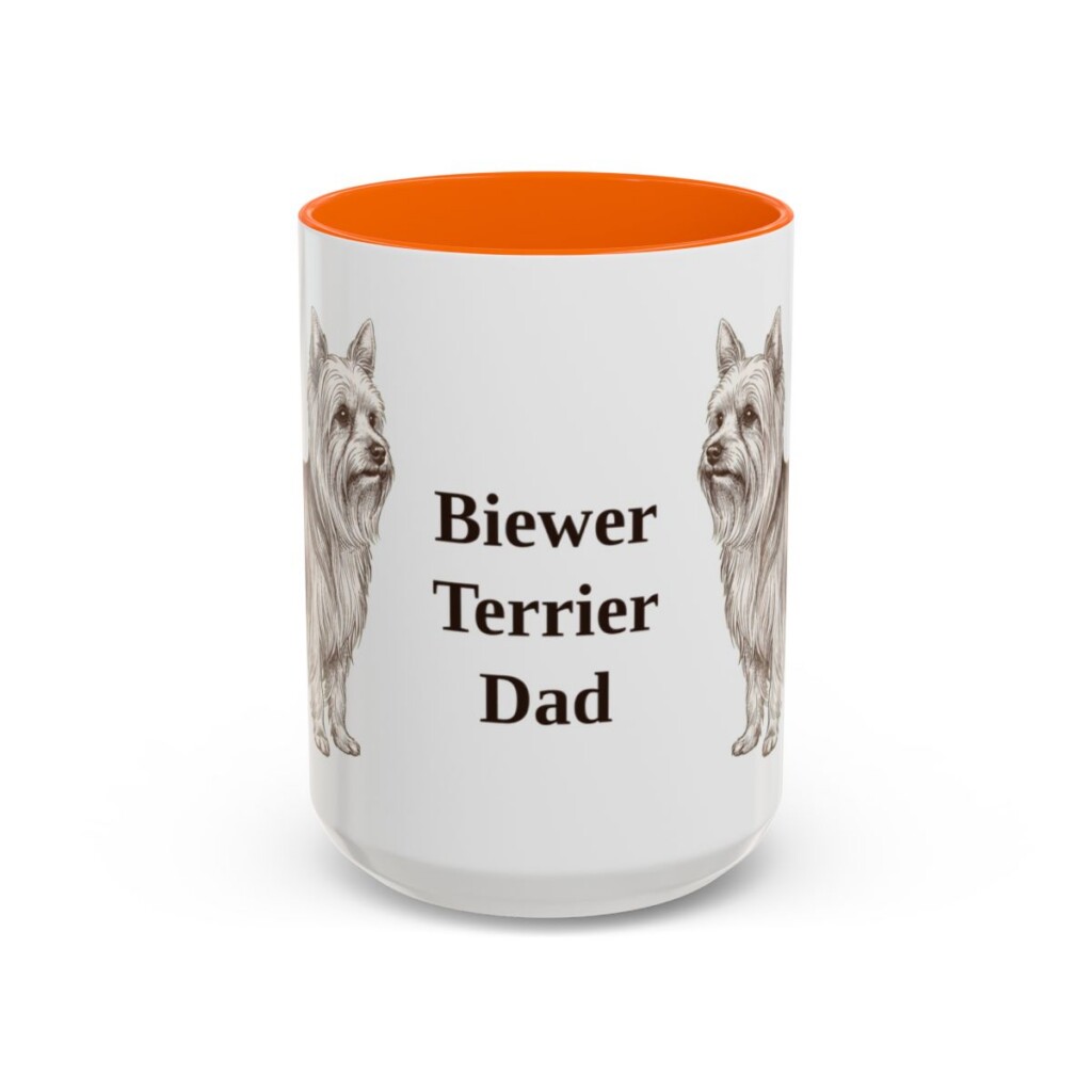 15oz Biewer Terrier Dog Dad Mug, Vintage Sketch Coffee Mug, Dog Dad Gift