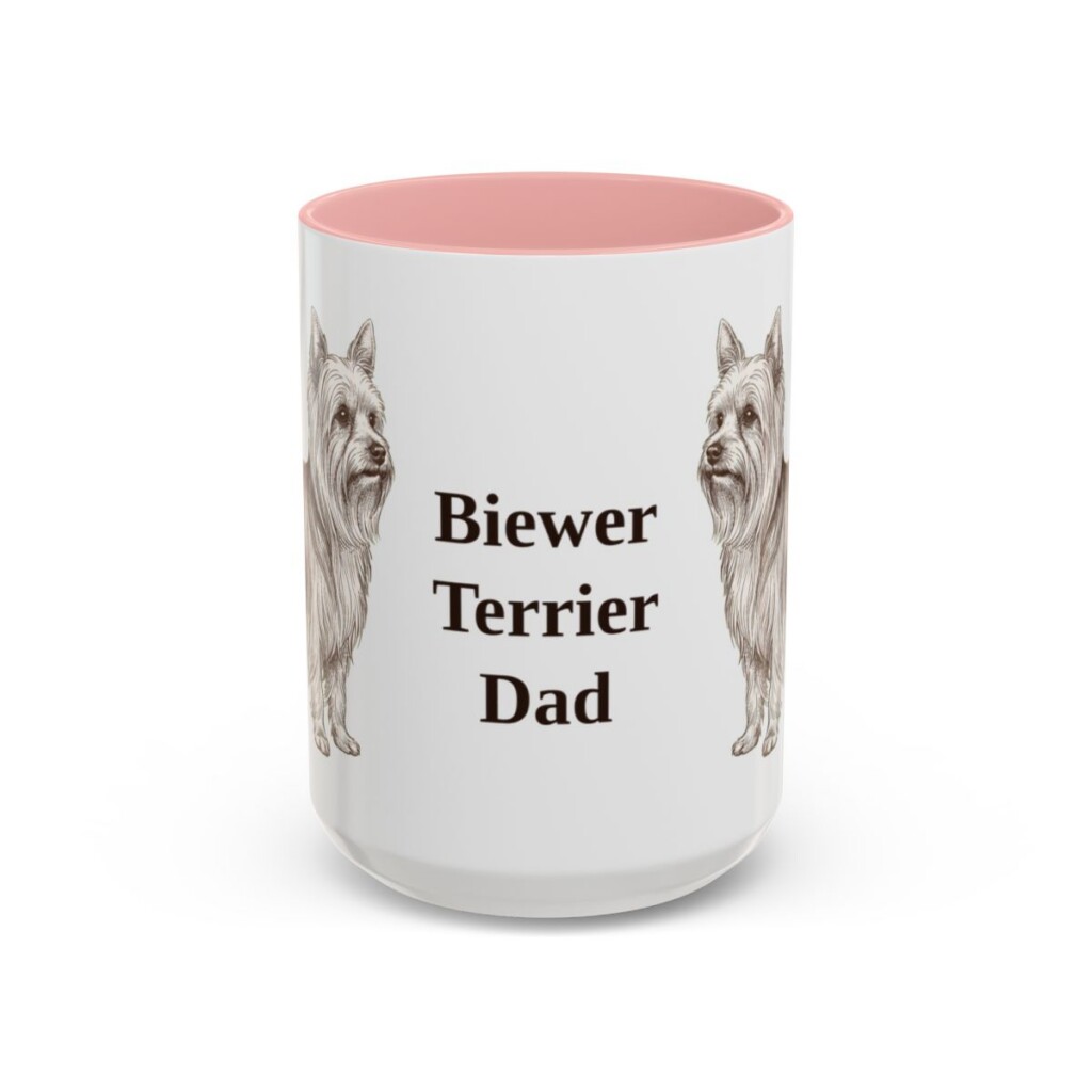 15oz Biewer Terrier Dog Dad Mug, Vintage Sketch Coffee Mug, Dog Dad Gift