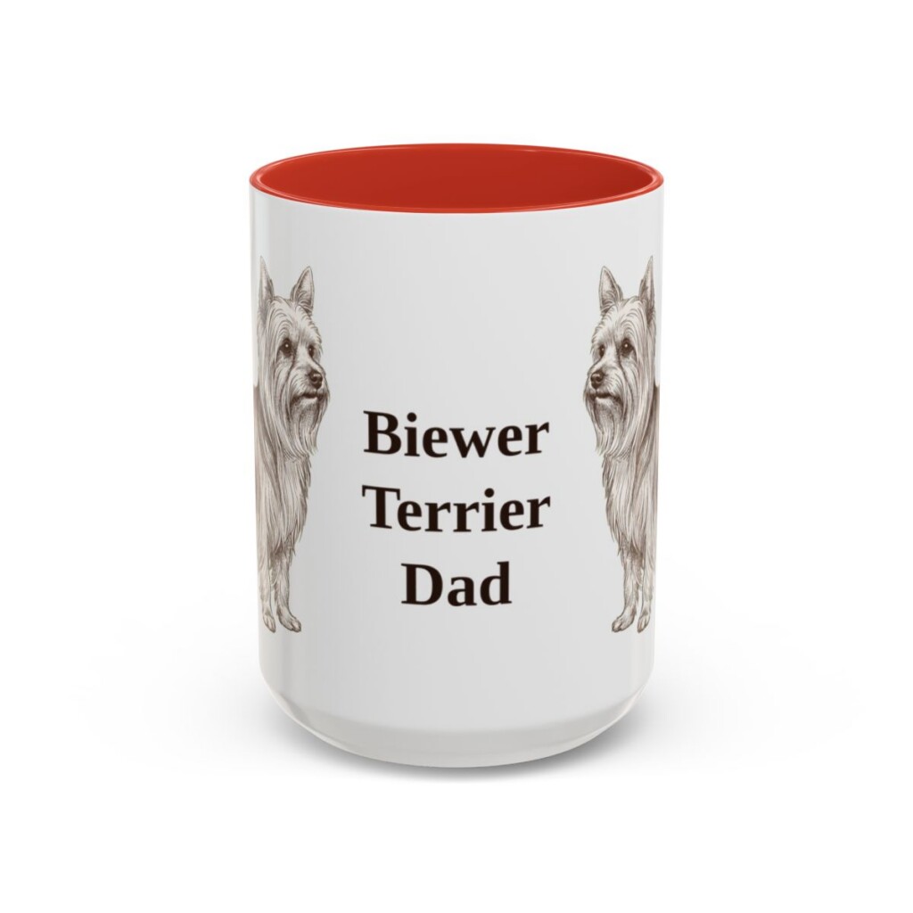 15oz Biewer Terrier Dog Dad Mug, Vintage Sketch Coffee Mug, Dog Dad Gift