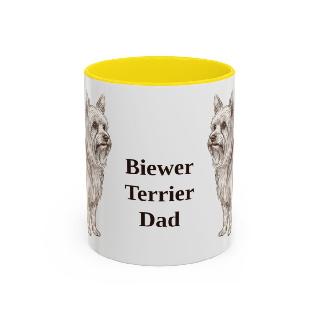 11oz Biewer Terrier Dog Dad Mug, Vintage Sketch Coffee Mug, Dog Dad Gift