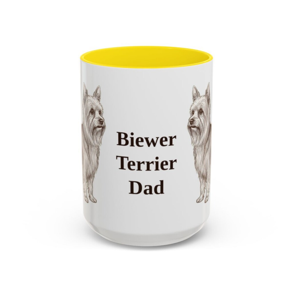 15oz Biewer Terrier Dog Dad Mug, Vintage Sketch Coffee Mug, Dog Dad Gift