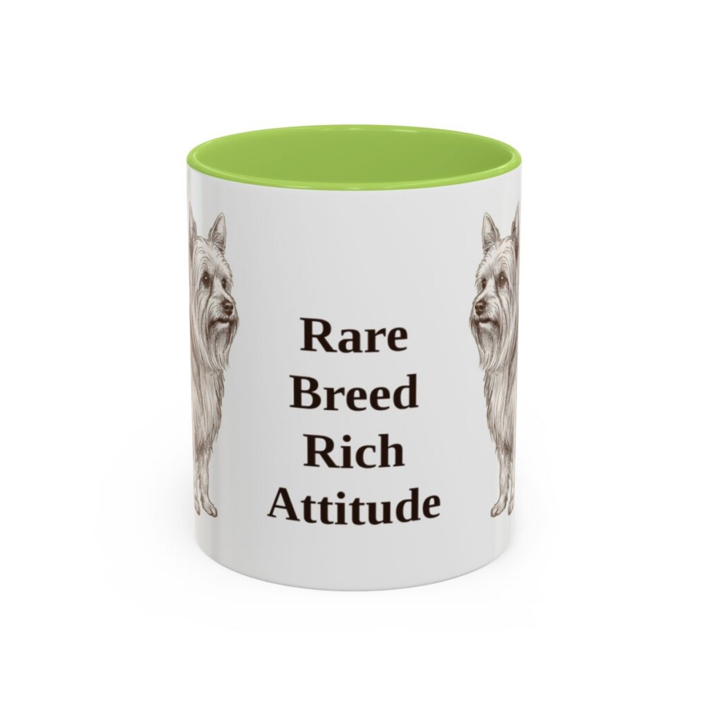 biewer-terrier-mug-humor-light-green-1 11oz Funny Biewer Terrier Mug, Rare Breed Rich Attitude, Vintage Dog Coffee Mug, Dog Lover Gift