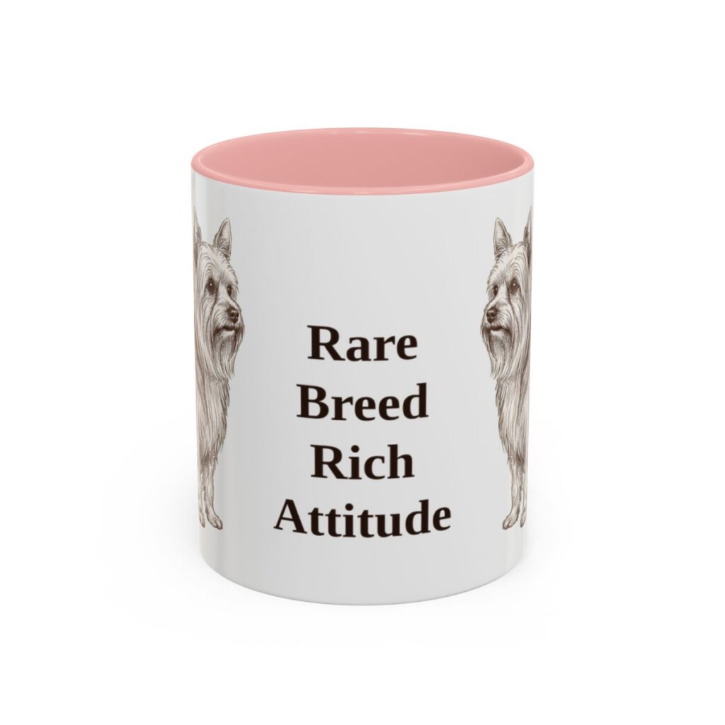 biewer-terrier-mug-humor-pink-1 11oz Funny Biewer Terrier Mug, Rare Breed Rich Attitude, Vintage Dog Coffee Mug, Dog Lover Gift