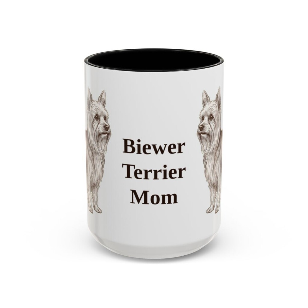15oz Biewer Terrier Dog Mom Mug, Vintage Sketch Coffee Mug, Dog Mom Gift