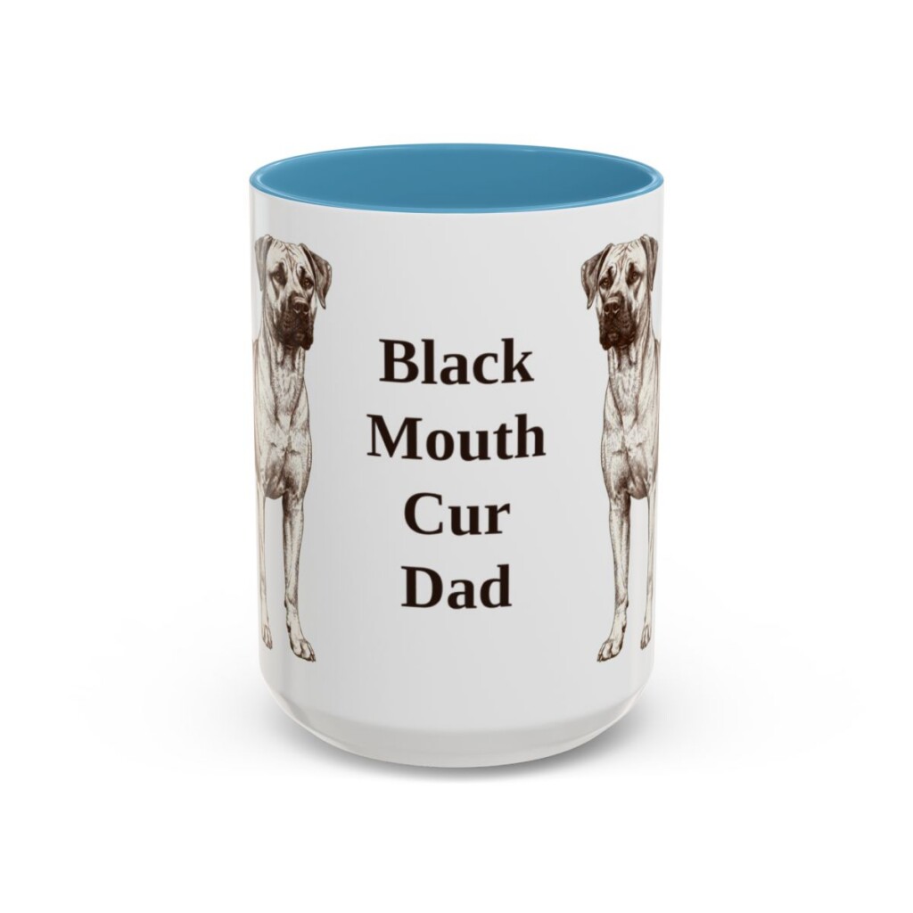 15oz Black Mouth Cur Dog Dad Mug, Vintage Sketch Coffee Mug, Dog Dad Gift