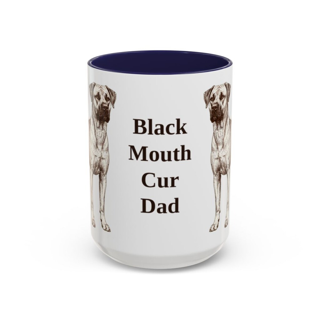 15oz Black Mouth Cur Dog Dad Mug, Vintage Sketch Coffee Mug, Dog Dad Gift