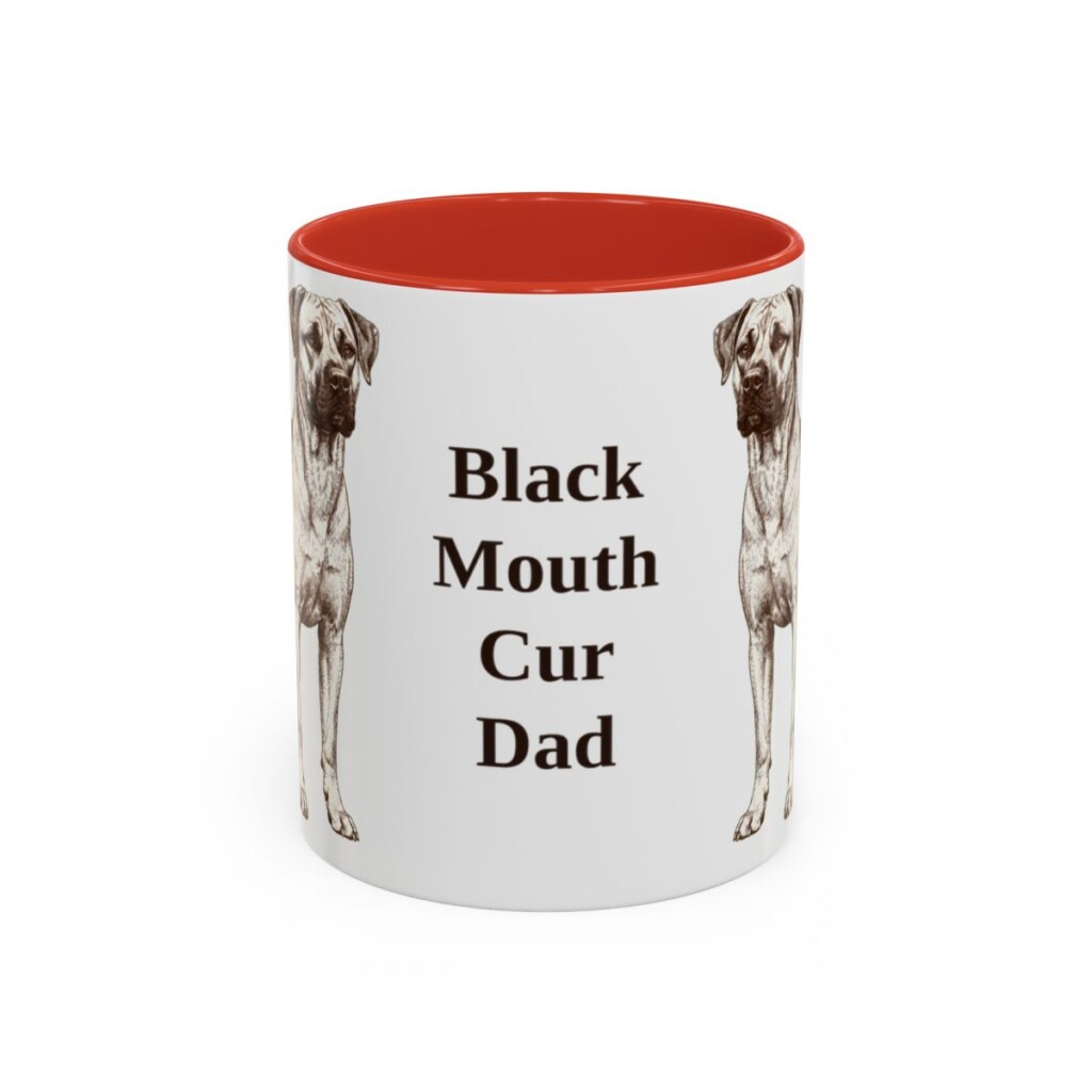 11oz Black Mouth Cur Dog Dad Mug, Vintage Sketch Coffee Mug, Dog Dad Gift