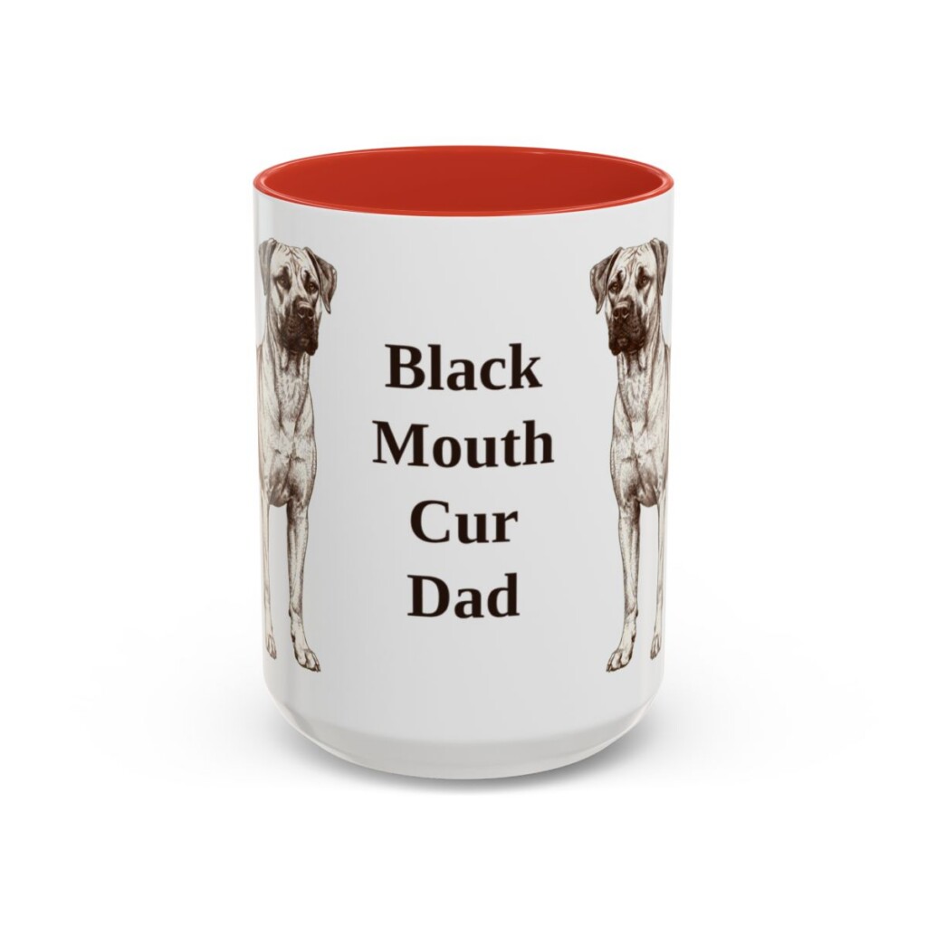 15oz Black Mouth Cur Dog Dad Mug, Vintage Sketch Coffee Mug, Dog Dad Gift