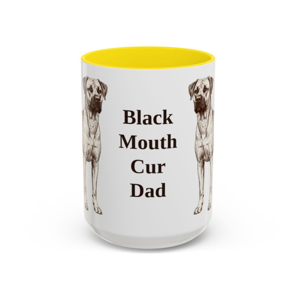 15oz Black Mouth Cur Dog Dad Mug, Vintage Sketch Coffee Mug, Dog Dad Gift