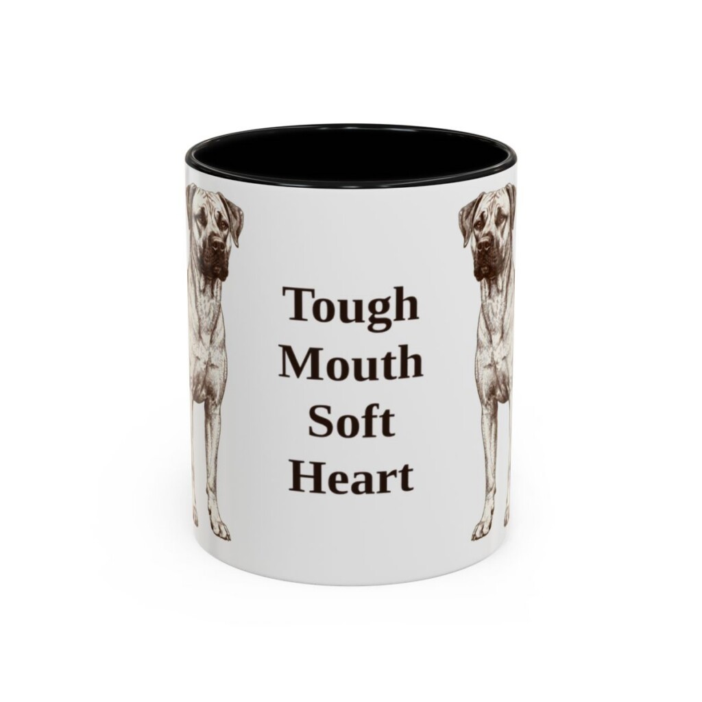 11oz Funny Black Mouth Cur Mug, Tough Mouth Soft Heart, Vintage Dog Coffee Mug, Dog Lover Gift