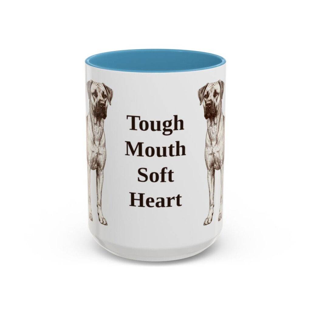 15oz Funny Black Mouth Cur Mug, Tough Mouth Soft Heart, Vintage Dog Coffee Mug, Dog Lover Gift