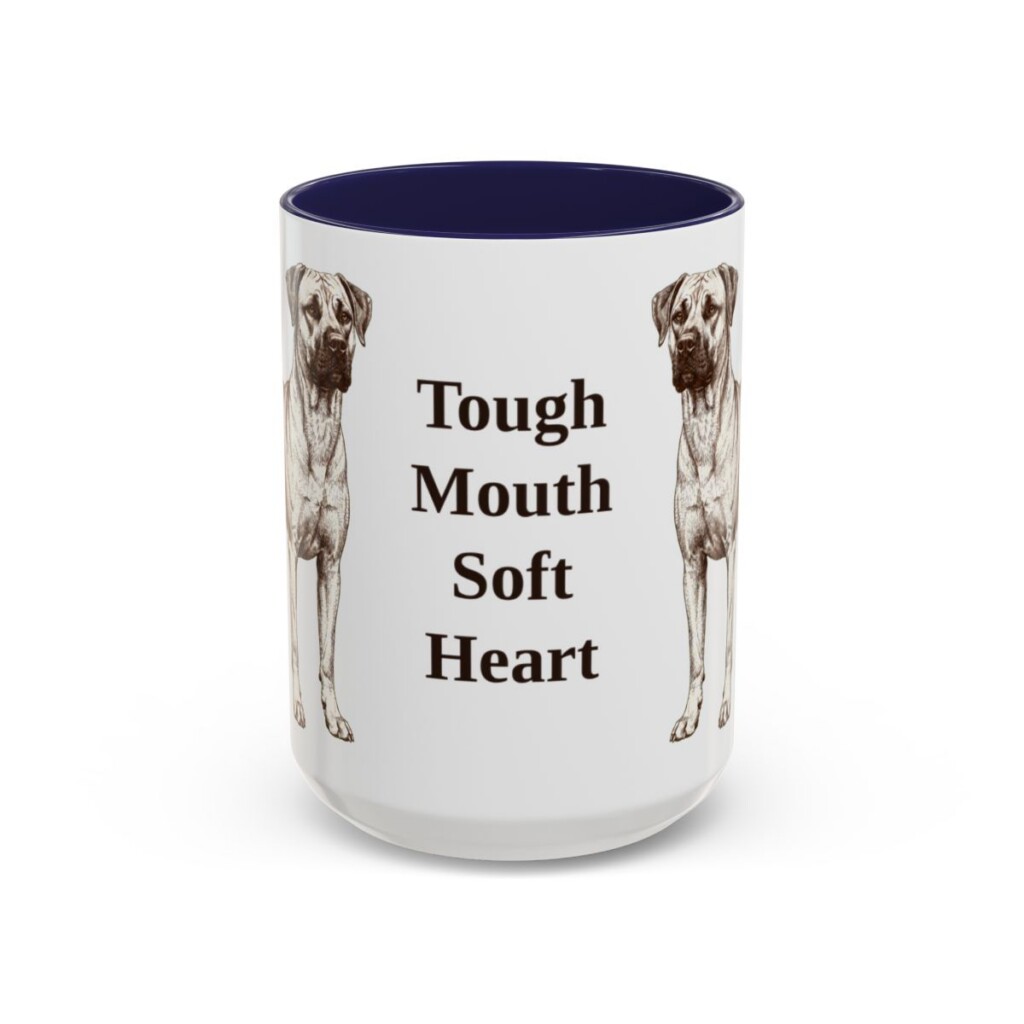 15oz Funny Black Mouth Cur Mug, Tough Mouth Soft Heart, Vintage Dog Coffee Mug, Dog Lover Gift