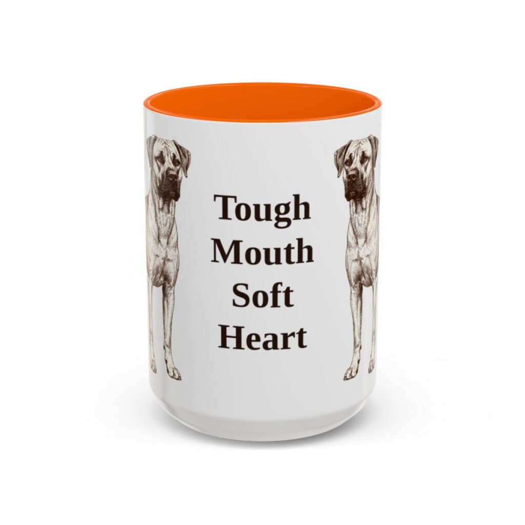 15oz Funny Black Mouth Cur Mug, Tough Mouth Soft Heart, Vintage Dog Coffee Mug, Dog Lover Gift