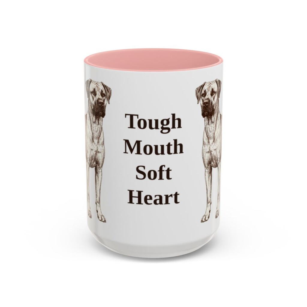 15oz Funny Black Mouth Cur Mug, Tough Mouth Soft Heart, Vintage Dog Coffee Mug, Dog Lover Gift
