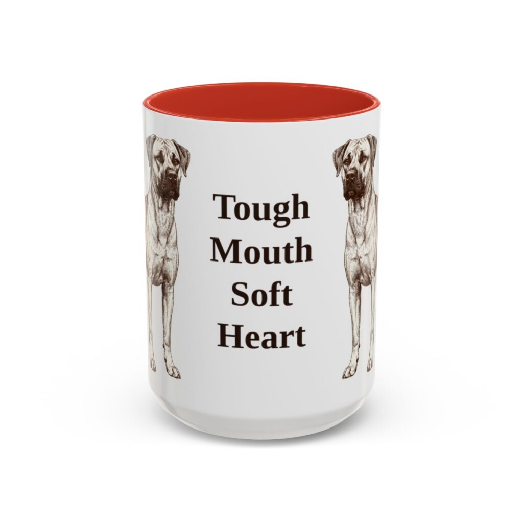 15oz Funny Black Mouth Cur Mug, Tough Mouth Soft Heart, Vintage Dog Coffee Mug, Dog Lover Gift
