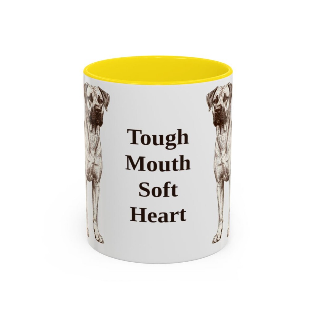 11oz Funny Black Mouth Cur Mug, Tough Mouth Soft Heart, Vintage Dog Coffee Mug, Dog Lover Gift