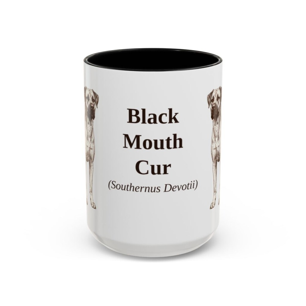 15oz Black Mouth Cur Latin Mug, Black Mouth Cur, Vintage Dog Coffee Mug, Dog Lover Gift