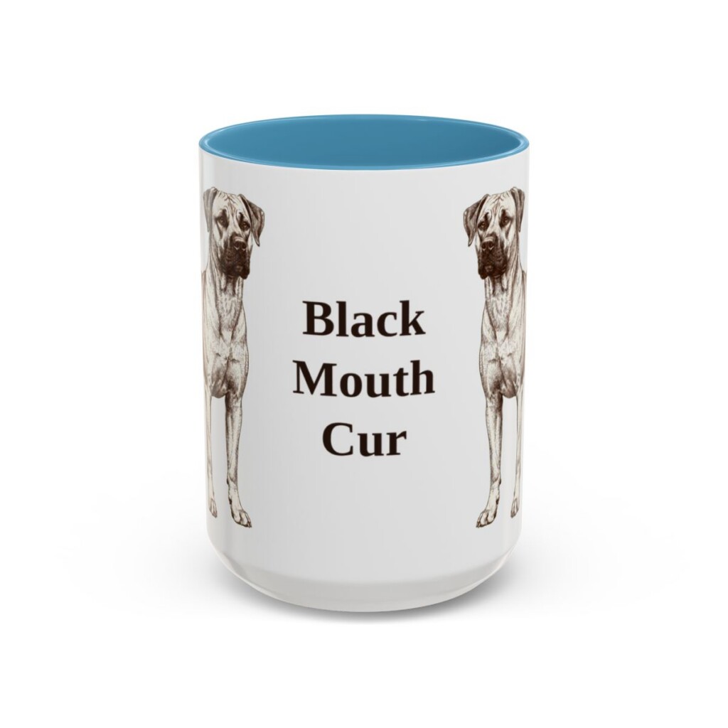 15oz Black Mouth Cur Mug, Vintage Dog Portrait Coffee Mug, Dog Lover Gift