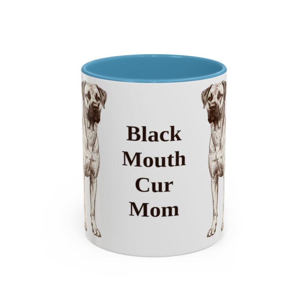 black-mouth-cur-mug-mom-light-blue-3 11oz Black Mouth Cur Dog Mom Mug, Vintage Sketch Coffee Mug, Dog Mom Gift