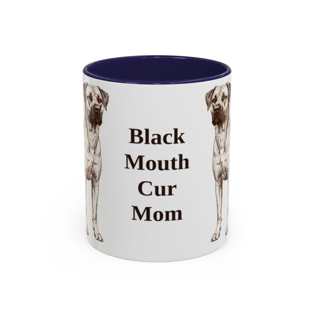 black-mouth-cur-mug-mom-navy-3 11oz Black Mouth Cur Dog Mom Mug, Vintage Sketch Coffee Mug, Dog Mom Gift