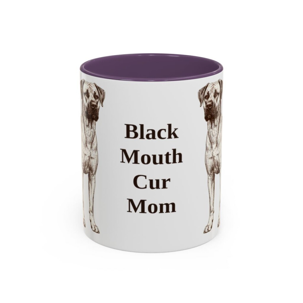 black-mouth-cur-mug-mom-purple-1 11oz Black Mouth Cur Dog Mom Mug, Vintage Sketch Coffee Mug, Dog Mom Gift
