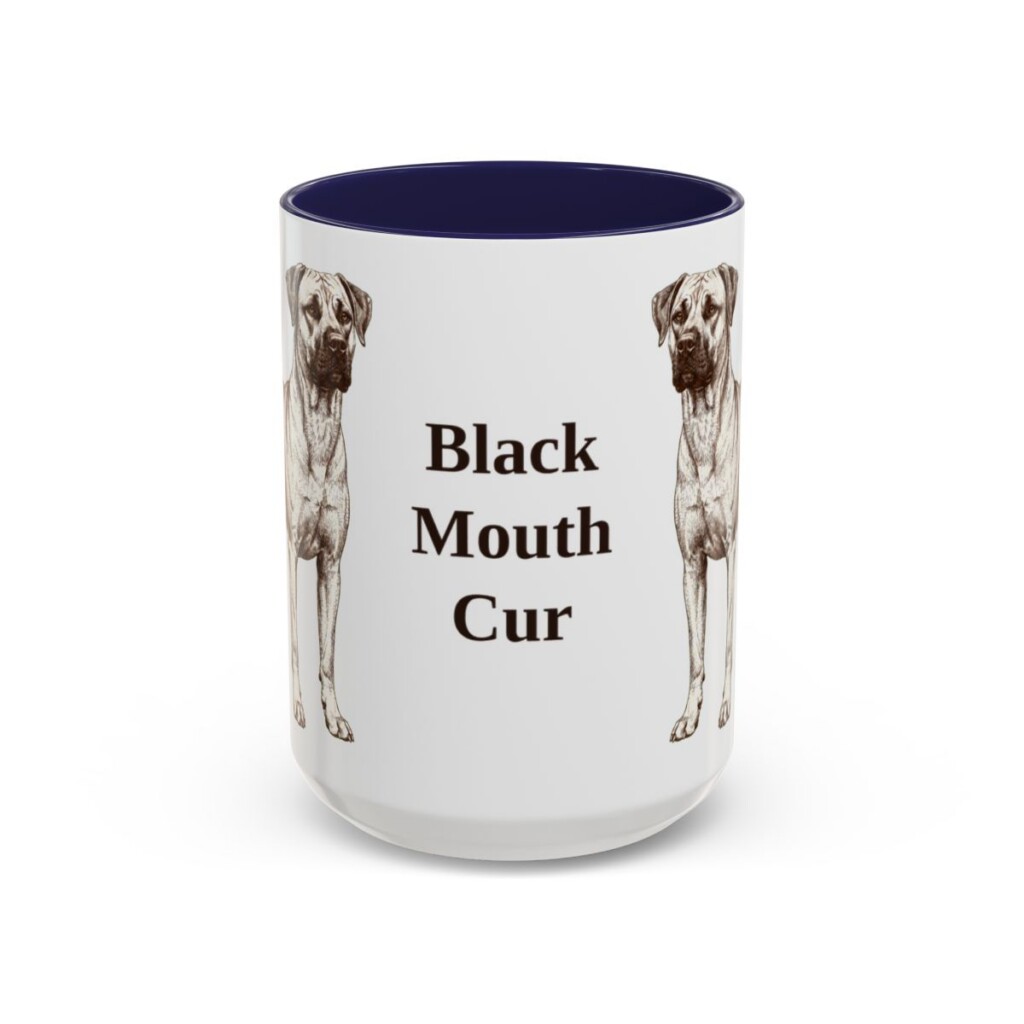 15oz Black Mouth Cur Mug, Vintage Dog Portrait Coffee Mug, Dog Lover Gift