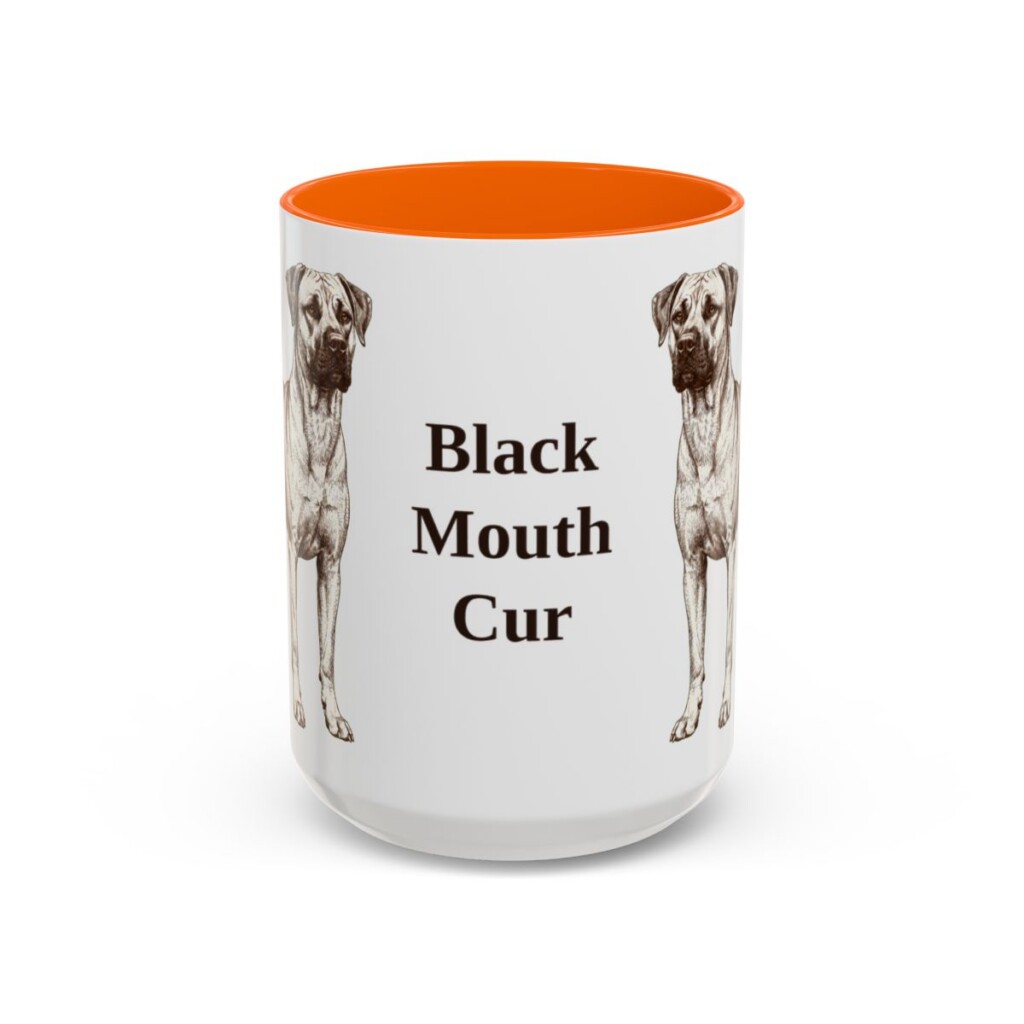 15oz Black Mouth Cur Mug, Vintage Dog Portrait Coffee Mug, Dog Lover Gift