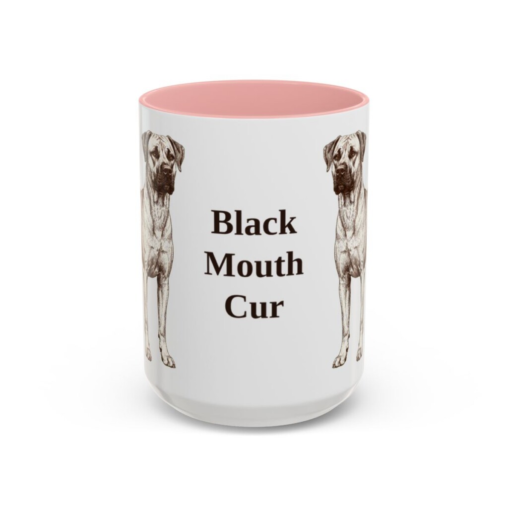 15oz Black Mouth Cur Mug, Vintage Dog Portrait Coffee Mug, Dog Lover Gift