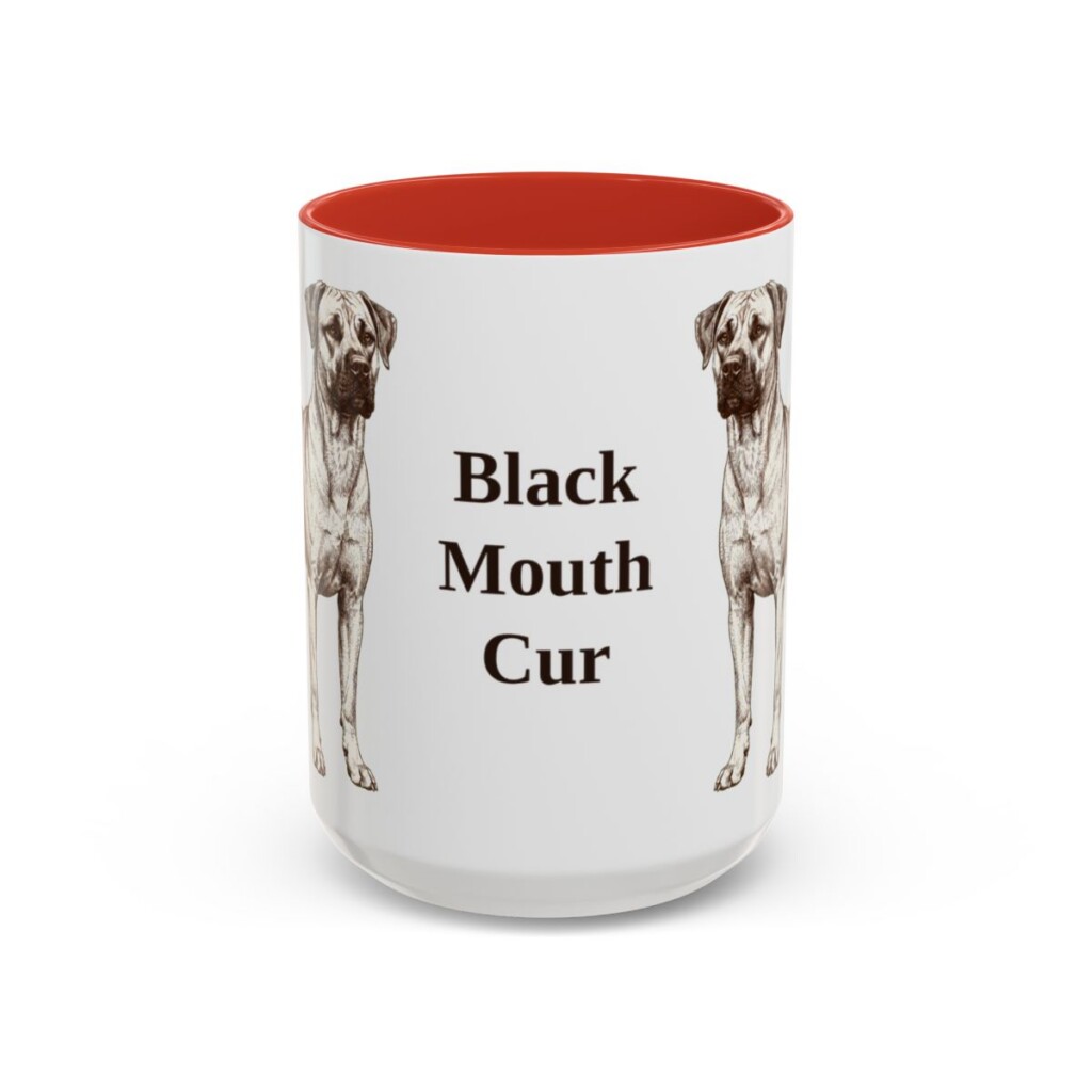 15oz Black Mouth Cur Mug, Vintage Dog Portrait Coffee Mug, Dog Lover Gift