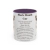 black-mouth-cur-mug-writeup-purple-2 11oz Black Mouth Cur Mug, Illustrated Dog Breed Facts Coffee Mug, Vintage Dog Keepsake Gift