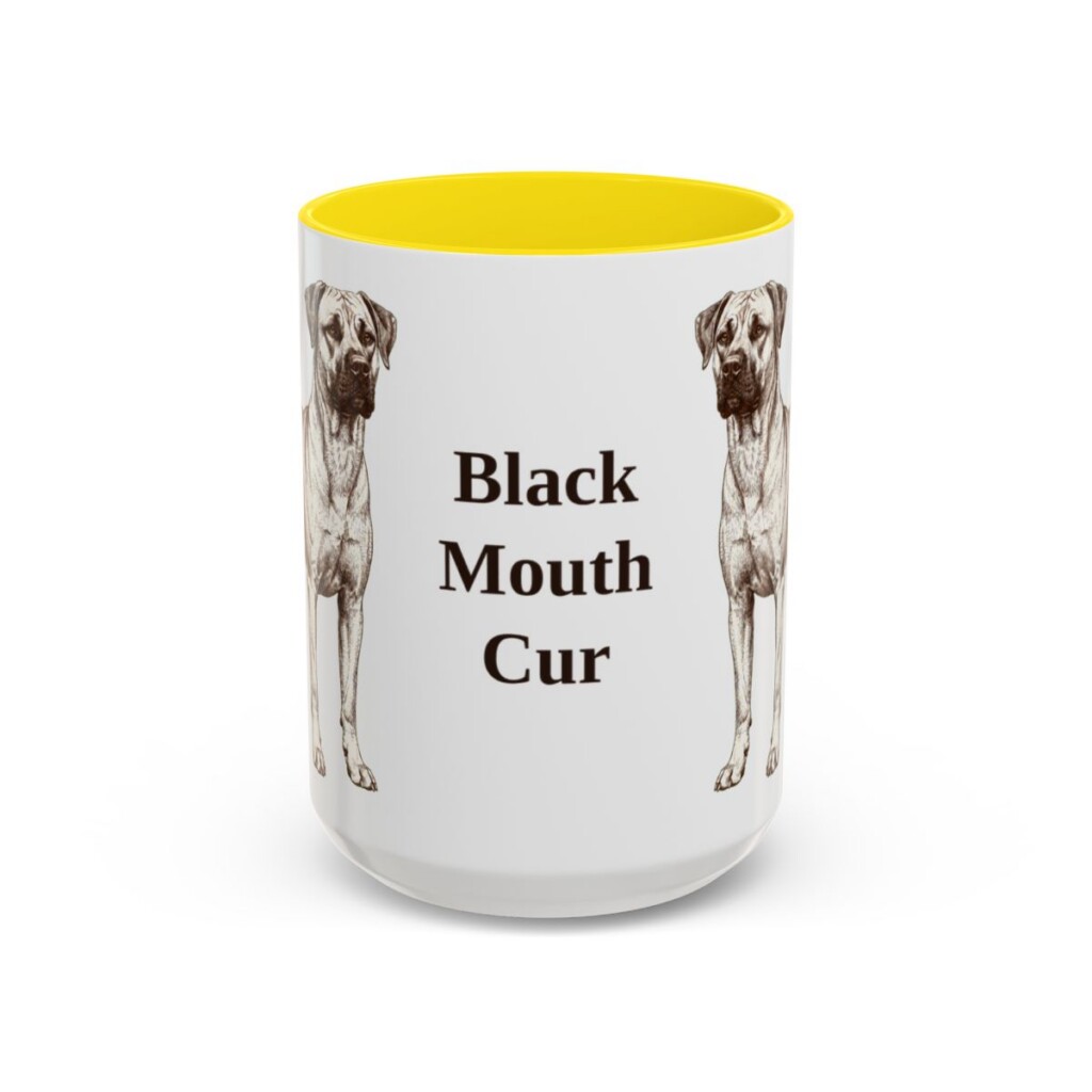 15oz Black Mouth Cur Mug, Vintage Dog Portrait Coffee Mug, Dog Lover Gift