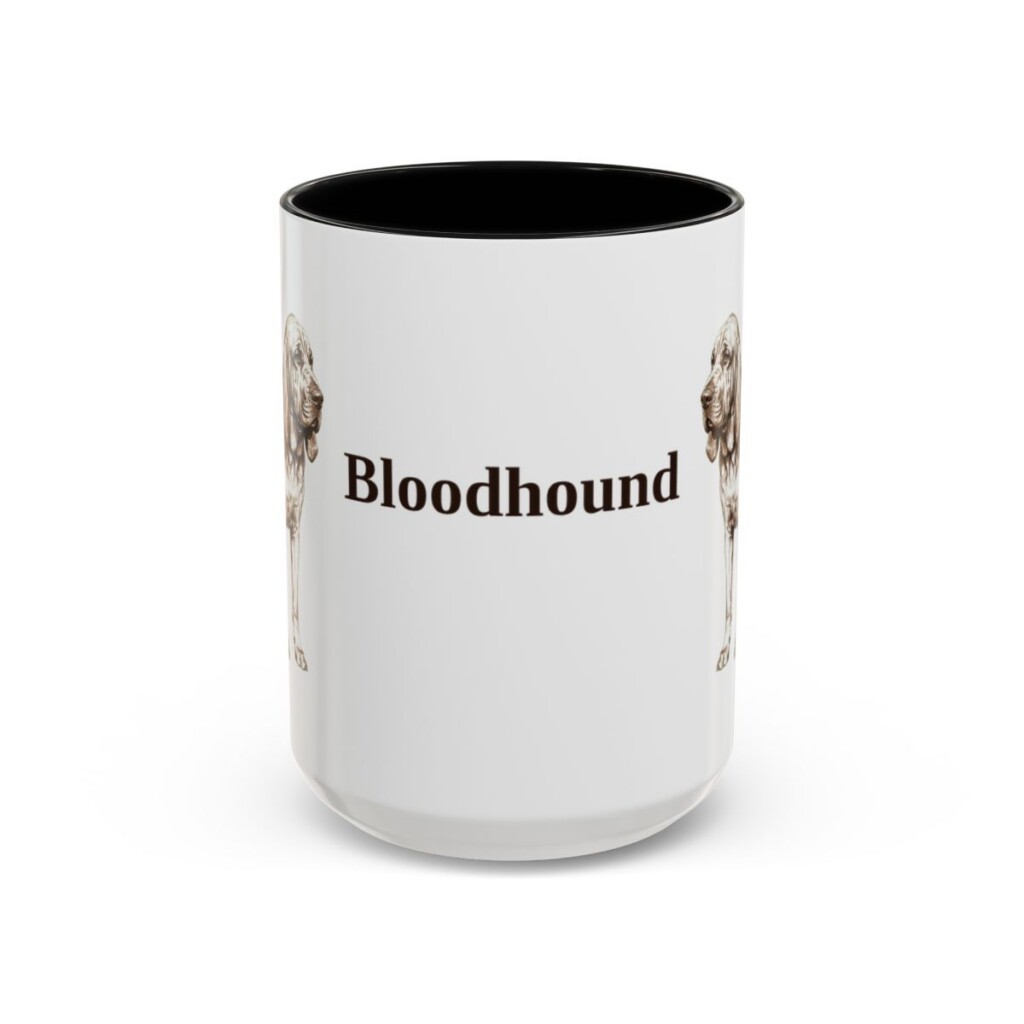 15oz Bloodhound Mug, Vintage Dog Portrait Coffee Mug, Dog Lover Gift