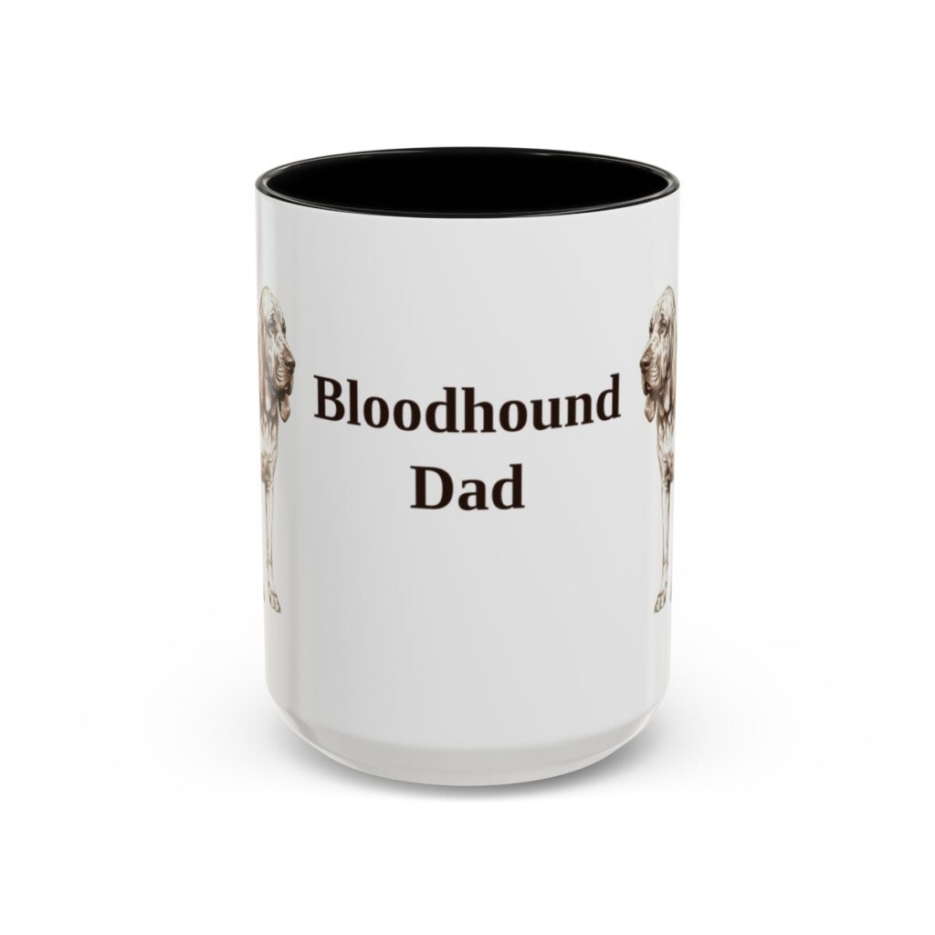 15oz Bloodhound Dog Dad Mug, Vintage Sketch Coffee Mug, Dog Dad Gift