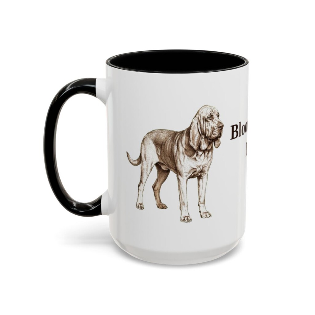 15oz Bloodhound Dog Dad Mug, Vintage Sketch Coffee Mug, Dog Dad Gift