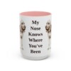 bloodhound-mug-humor-pink-3 15oz Funny Bloodhound Mug, My Nose Knows Where You've Been, Vintage Dog Coffee Mug, Dog Lover Gift
