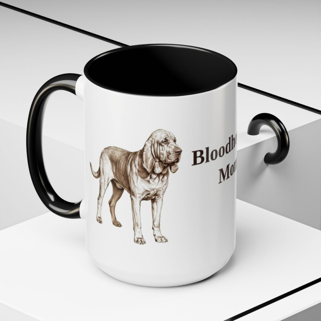 bloodhound-mug-mom-black-context-2-3 15oz Bloodhound Dog Mom Mug, Vintage Sketch Coffee Mug, Dog Mom Gift