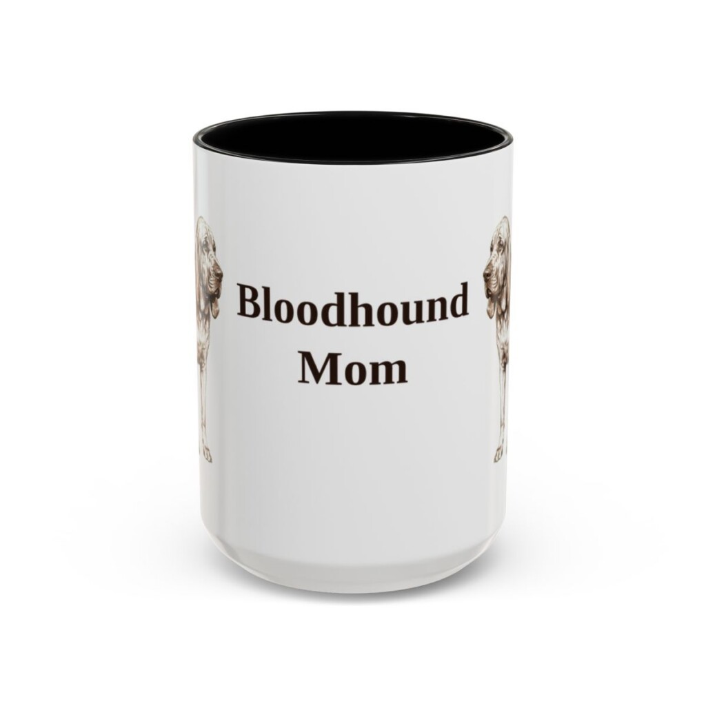 bloodhound-mug-mom-black-front-3 15oz Bloodhound Dog Mom Mug, Vintage Sketch Coffee Mug, Dog Mom Gift