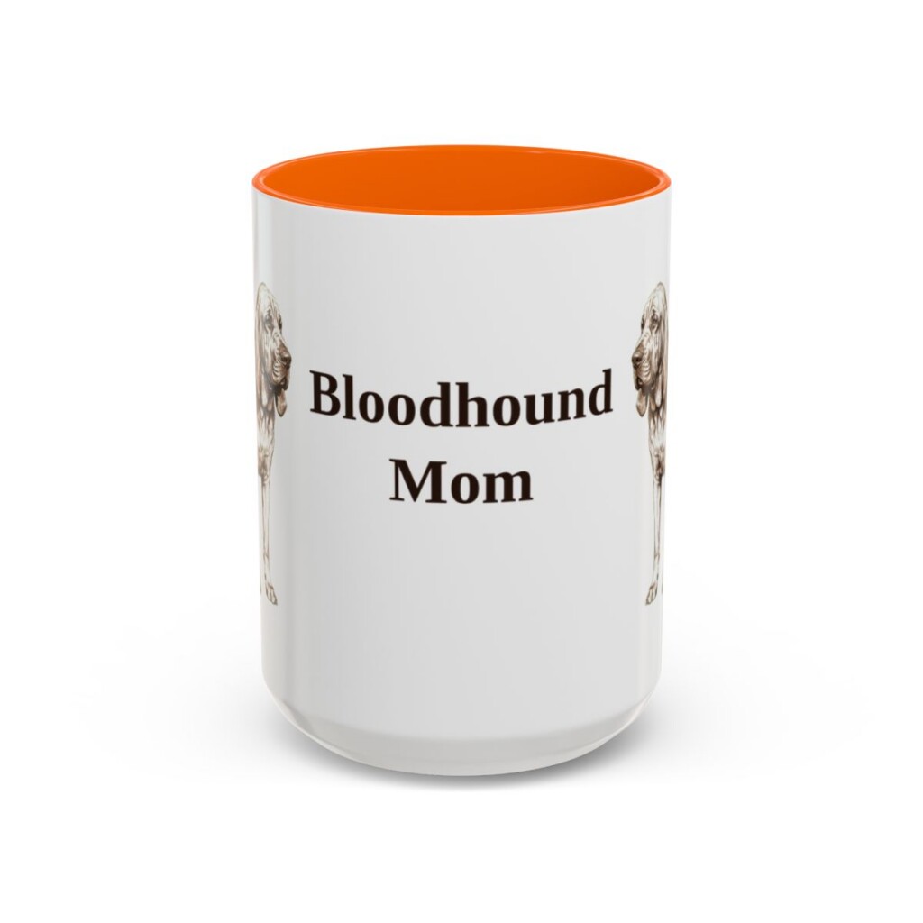 bloodhound-mug-mom-orange-3 15oz Bloodhound Dog Mom Mug, Vintage Sketch Coffee Mug, Dog Mom Gift