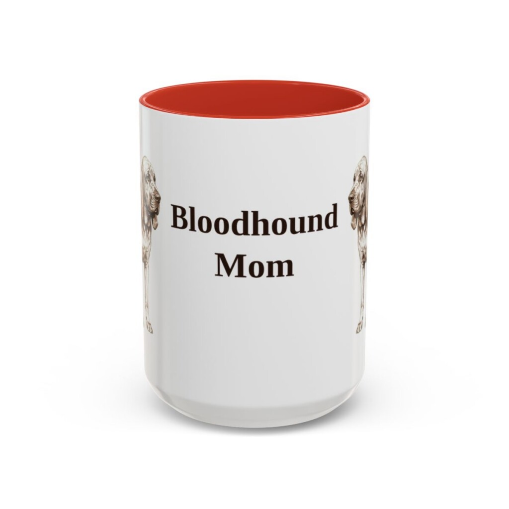 bloodhound-mug-mom-red-3 15oz Bloodhound Dog Mom Mug, Vintage Sketch Coffee Mug, Dog Mom Gift