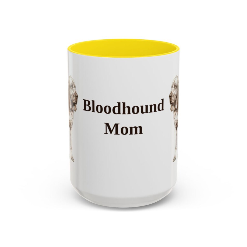 bloodhound-mug-mom-yellow-3 15oz Bloodhound Dog Mom Mug, Vintage Sketch Coffee Mug, Dog Mom Gift
