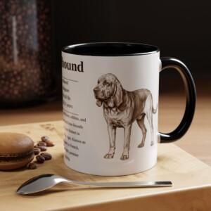 11oz Bloodhound Mug, Illustrated Dog Breed Facts Coffee Mug, Vintage Dog Keepsake Gift