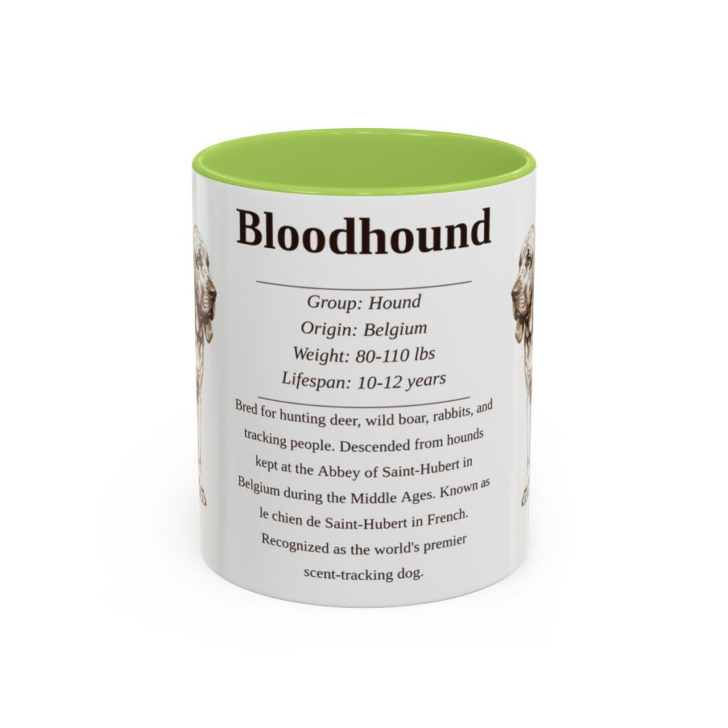 11oz Bloodhound Mug, Illustrated Dog Breed Facts Coffee Mug, Vintage Dog Keepsake Gift