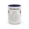 bloodhound-mug-writeup-navy-1 15oz Bloodhound Mug, Illustrated Dog Breed Facts Coffee Mug, Vintage Dog Keepsake Gift