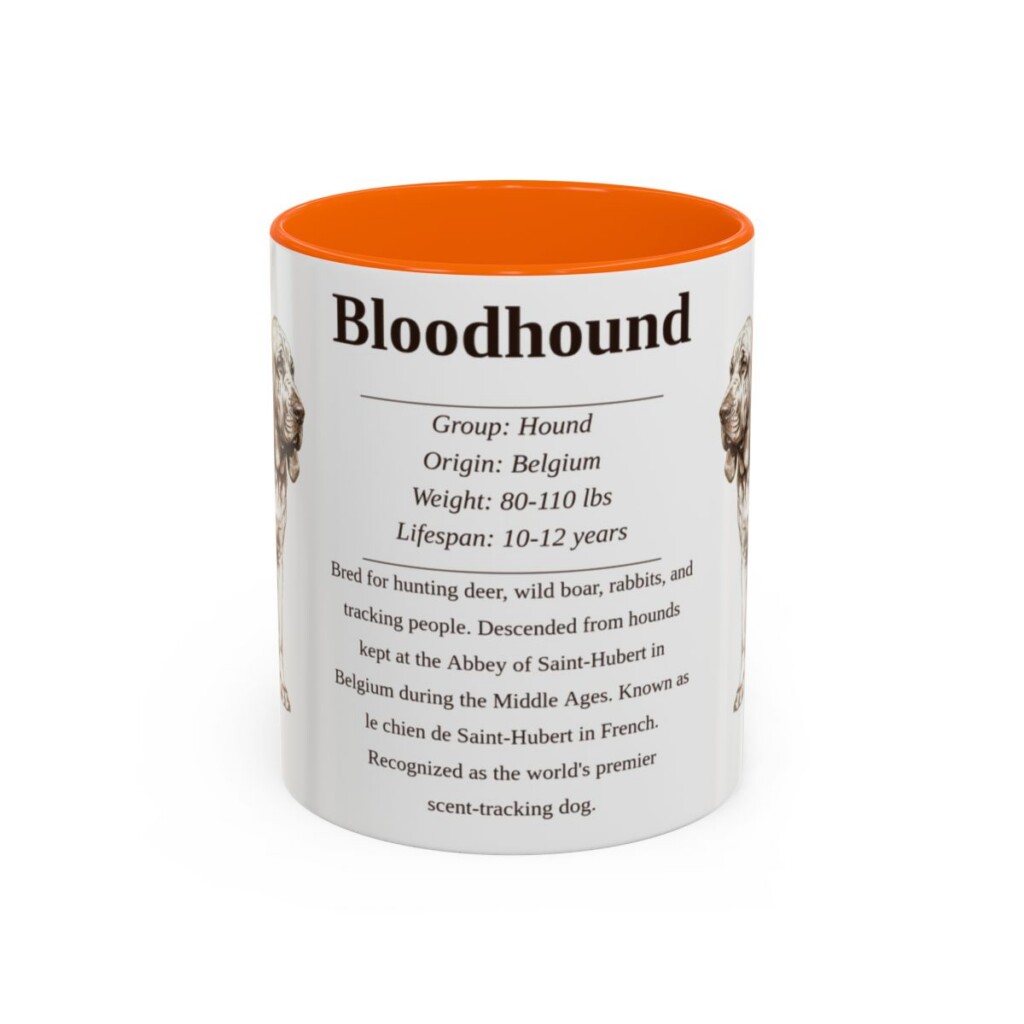 11oz Bloodhound Mug, Illustrated Dog Breed Facts Coffee Mug, Vintage Dog Keepsake Gift